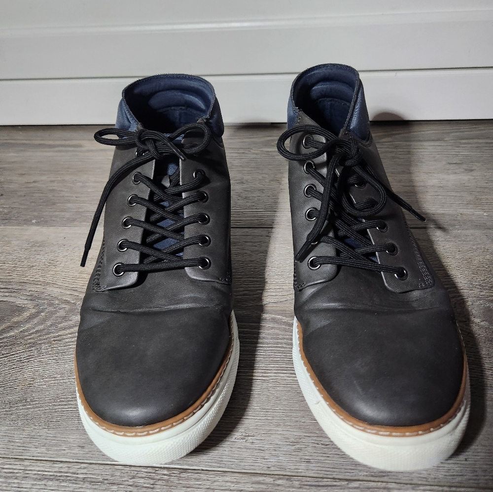 Seven91 Mens Grey Leather Chukks Sneakers Size 10 - Picture 3 of 5